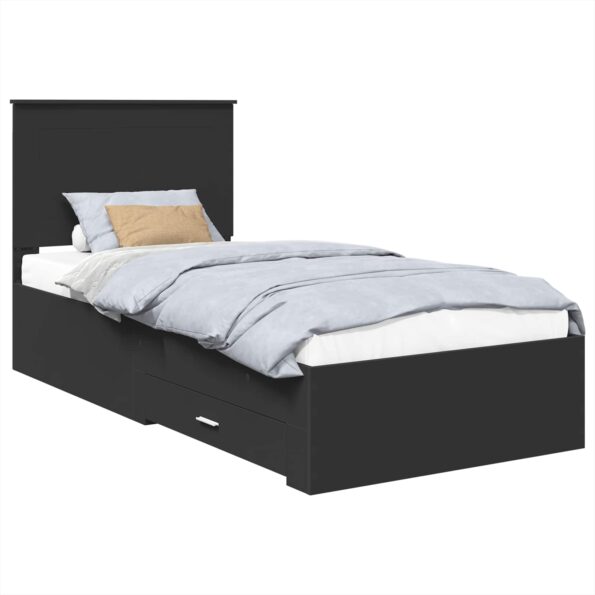 vidaXL Rám postele Čierna a strieborná 75 x 190 cm Kompozitné drevo – Obrázok 2