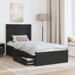 vidaXL Rám postele Čierna a strieborná 75 x 190 cm Kompozitné drevo – Obrázok 3