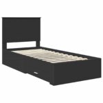 vidaXL Rám postele Čierna a strieborná 75 x 190 cm Kompozitné drevo – Obrázok 4