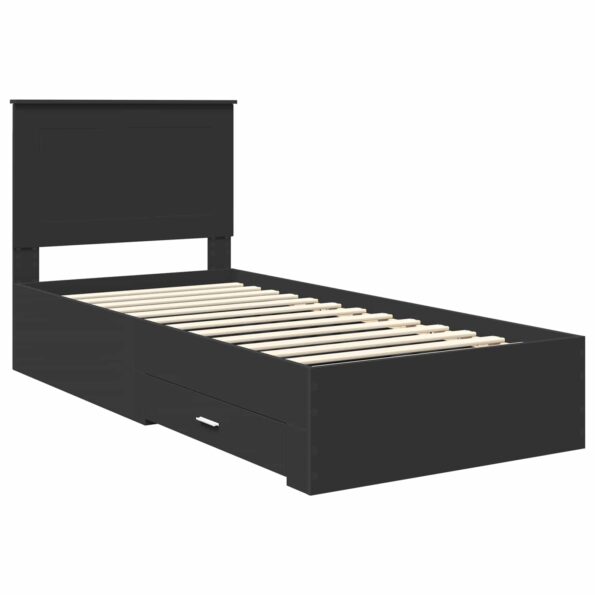vidaXL Rám postele Čierna a strieborná 75 x 190 cm Kompozitné drevo – Obrázok 4