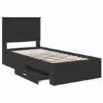 vidaXL Rám postele Čierna a strieborná 75 x 190 cm Kompozitné drevo – Obrázok 5