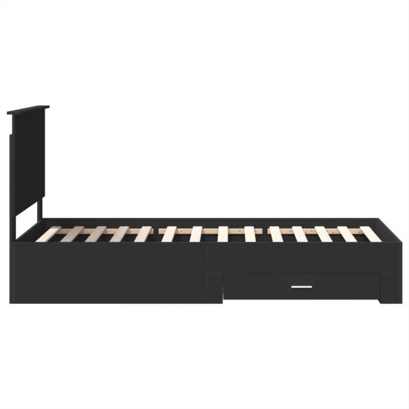 vidaXL Rám postele Čierna a strieborná 75 x 190 cm Kompozitné drevo – Obrázok 8