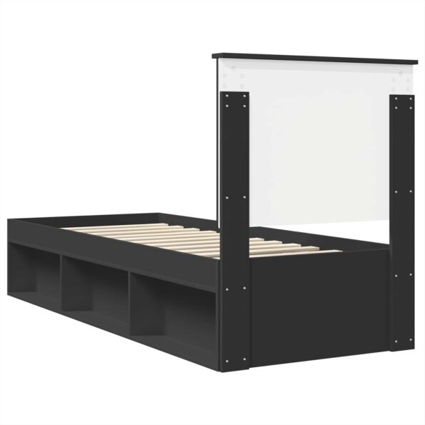 vidaXL Rám postele Čierna a strieborná 75 x 190 cm Kompozitné drevo – Obrázok 9