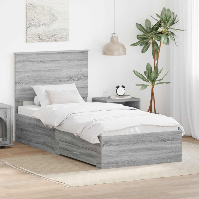 3409717_1.jpg vidaXL Rám postele Sivý Sonoma a striebro 75 x 190 cm Kompozitné drevo – Obrázok 1