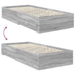 vidaXL Rám postele Sivý Sonoma a striebro 75 x 190 cm Kompozitné drevo – Obrázok 12