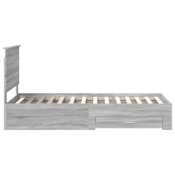 vidaXL Rám postele Sivý Sonoma a striebro 75 x 190 cm Kompozitné drevo – Obrázok 8