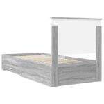 vidaXL Rám postele Sivý Sonoma a striebro 75 x 190 cm Kompozitné drevo – Obrázok 9