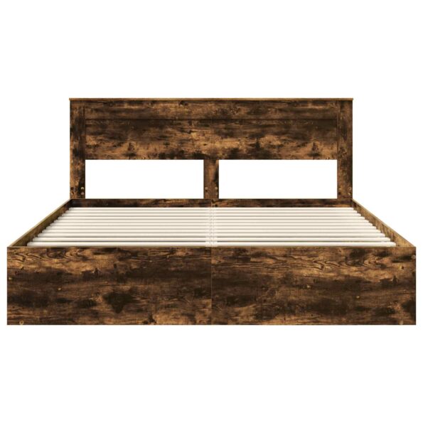 vidaXL Rám postele Dymová dub 200 x 200 cm Masívne borovicové drevo – Obrázok 7