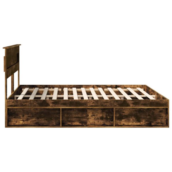 vidaXL Rám postele Dymová dub 200 x 200 cm Masívne borovicové drevo – Obrázok 8