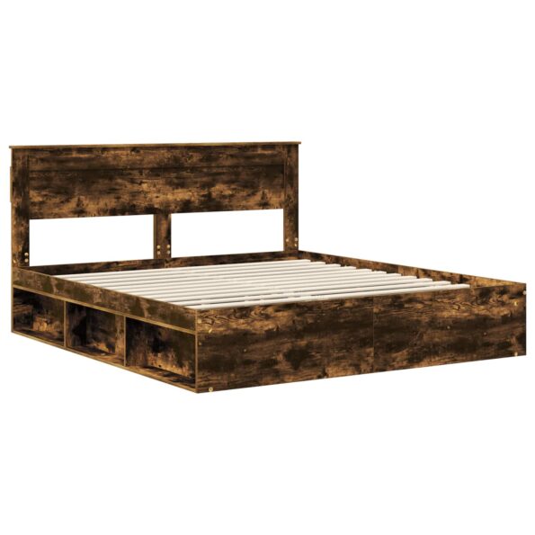 vidaXL Rám postele Dymová dub 180 x 200 cm Masívne borovicové drevo – Obrázok 4