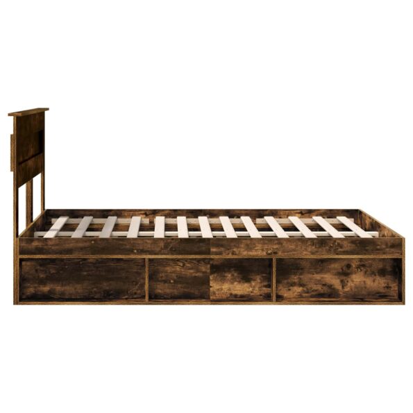 vidaXL Rám postele Dymová dub 150 x 200 cm Masívne borovicové drevo – Obrázok 8