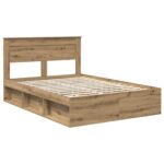 vidaXL Rám postele s čelnou doskou Remeselnícky dub 140 x 190 cm – Obrázok 4
