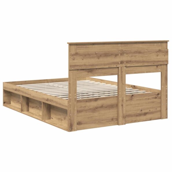 vidaXL Rám postele s čelnou doskou Remeselnícky dub 140 x 190 cm – Obrázok 9