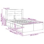vidaXL Rám postele Betónová šedá 135 x 190 cm Masívne borovicové drevo – Obrázok 13