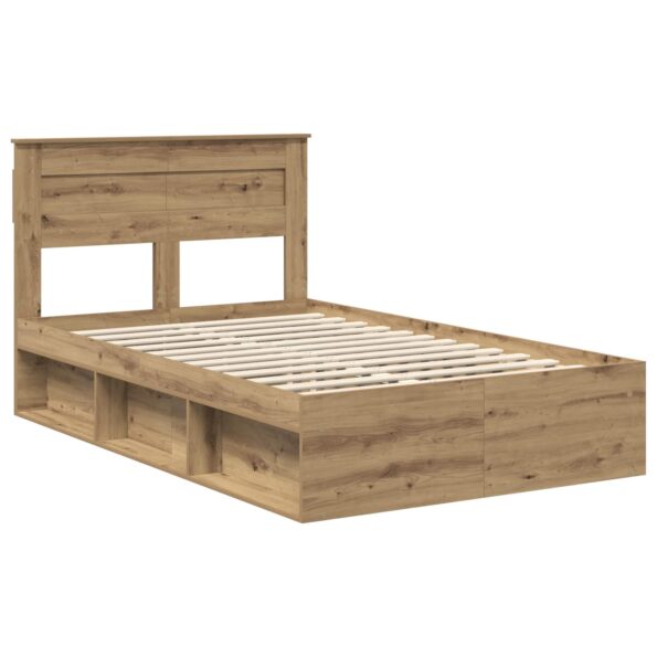 vidaXL Rám postele s čelnou doskou Remeselnícky dub 135 x 190 cm – Obrázok 4