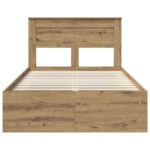 vidaXL Rám postele s čelnou doskou Remeselnícky dub 135 x 190 cm – Obrázok 7