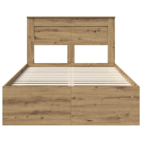 vidaXL Rám postele s čelnou doskou Remeselnícky dub 135 x 190 cm – Obrázok 7
