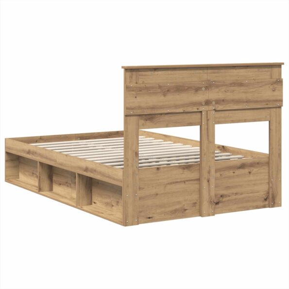 vidaXL Rám postele s čelnou doskou Remeselnícky dub 135 x 190 cm – Obrázok 9