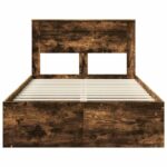 vidaXL Rám postele Dymová dub 120 x 200 cm Masívne borovicové drevo – Obrázok 7