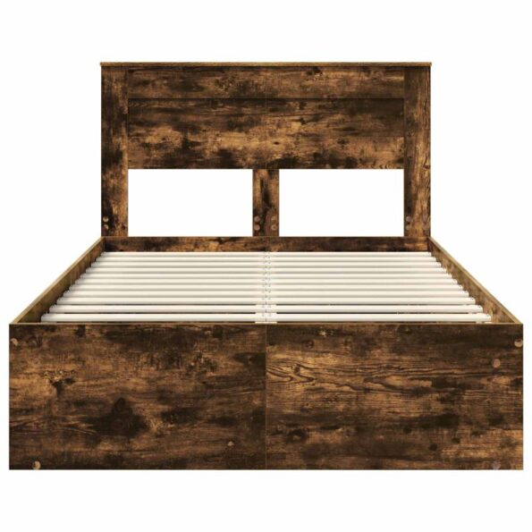 vidaXL Rám postele Dymová dub 120 x 200 cm Masívne borovicové drevo – Obrázok 7