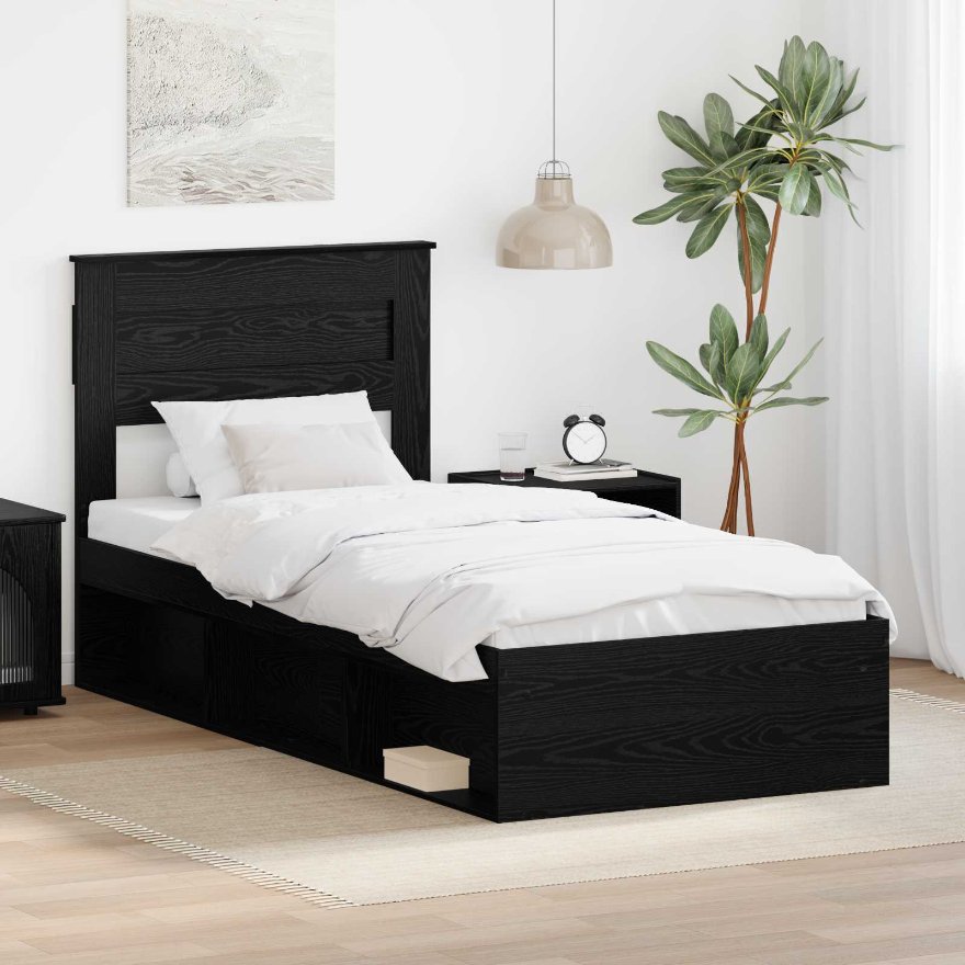 3409792_1.jpg vidaXL Rám postele Čierna 100 x 200 cm Masívne borovicové drevo – Obrázok 1
