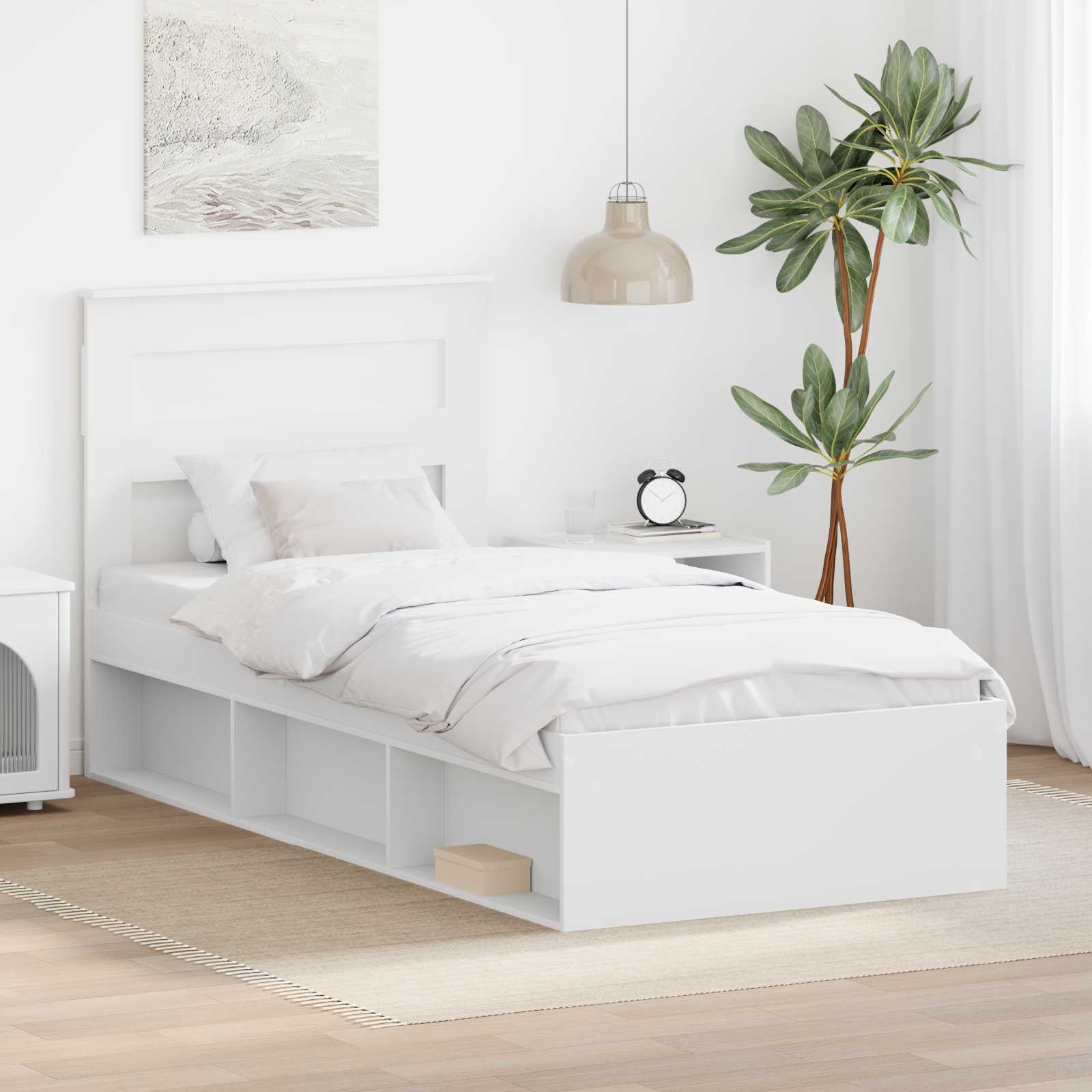 3409815_1.jpg vidaXL Rám postele Biela 75 x 190 cm Masívne borovicové drevo – Obrázok 1