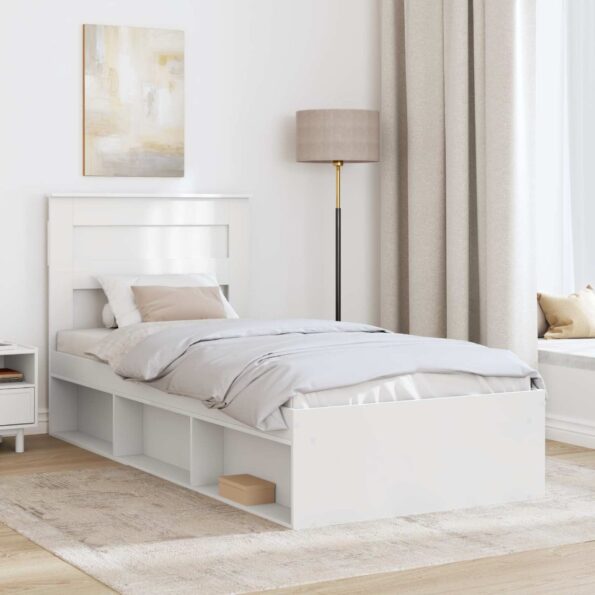 vidaXL Rám postele Biela 75 x 190 cm Masívne borovicové drevo – Obrázok 3