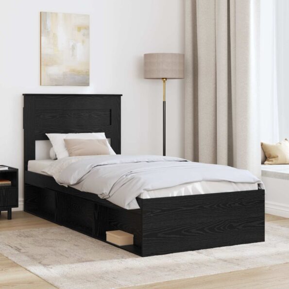vidaXL Rám postele Čierna 75 x 190 cm Masívne borovicové drevo – Obrázok 3