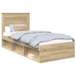 vidaXL Rám postele Sonoma dub 75 x 190 cm Masívne borovicové drevo – Obrázok 2
