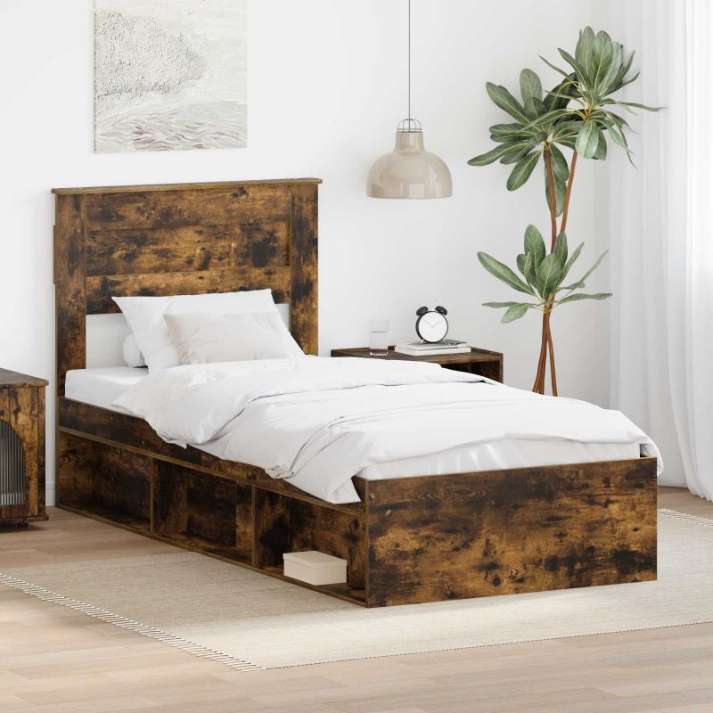 3409819_1.jpg vidaXL Rám postele Dymová dub 75 x 190 cm Masívne borovicové drevo – Obrázok 1