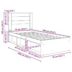 vidaXL Rám postele Dymová dub 75 x 190 cm Masívne borovicové drevo – Obrázok 13