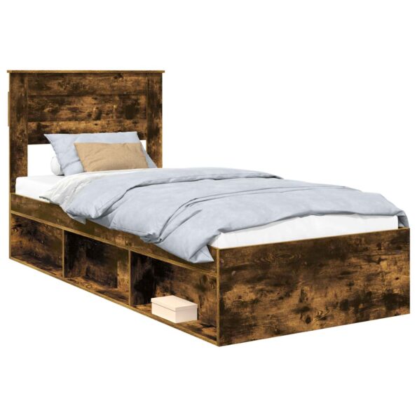 vidaXL Rám postele Dymová dub 75 x 190 cm Masívne borovicové drevo – Obrázok 2