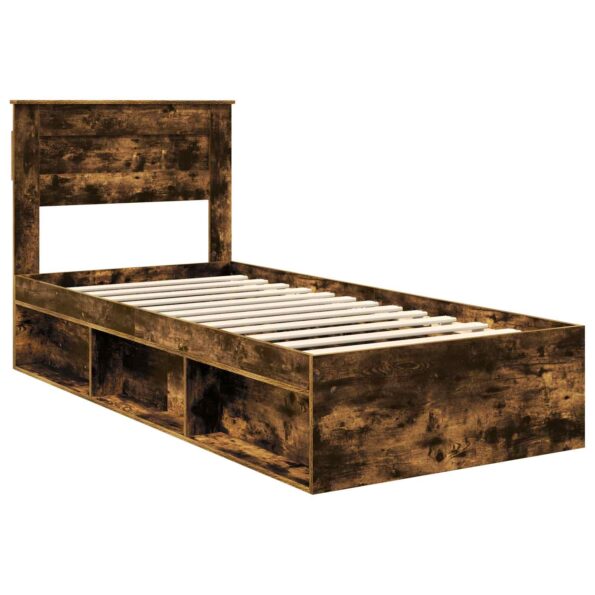 vidaXL Rám postele Dymová dub 75 x 190 cm Masívne borovicové drevo – Obrázok 4