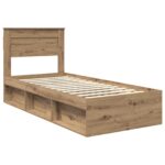 vidaXL Rám postele s čelnou doskou Remeselnícky dub 75 x 190 cm – Obrázok 4