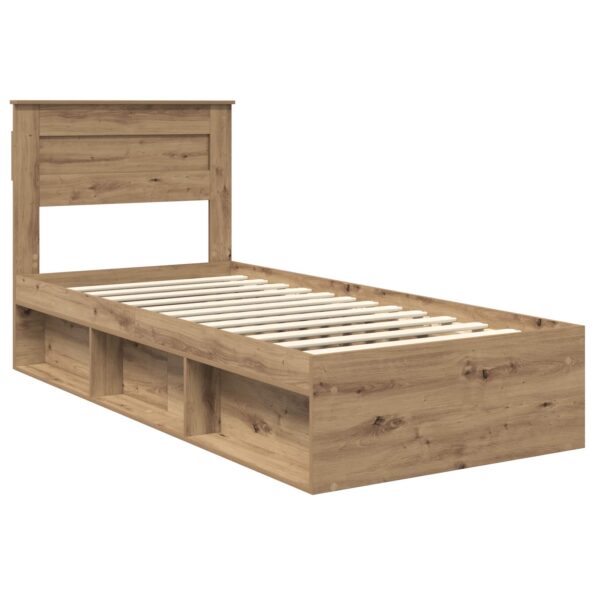 vidaXL Rám postele s čelnou doskou Remeselnícky dub 75 x 190 cm – Obrázok 4