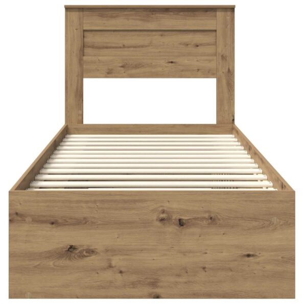 vidaXL Rám postele s čelnou doskou Remeselnícky dub 75 x 190 cm – Obrázok 7