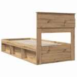 vidaXL Rám postele s čelnou doskou Remeselnícky dub 75 x 190 cm – Obrázok 9