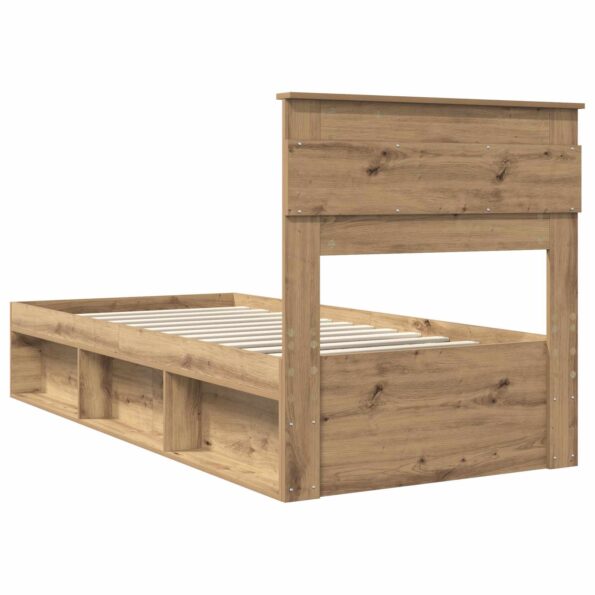 vidaXL Rám postele s čelnou doskou Remeselnícky dub 75 x 190 cm – Obrázok 9