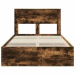 vidaXL Rám postele Dymová dub 135 x 190 cm Inžinierske drevo – Obrázok 8