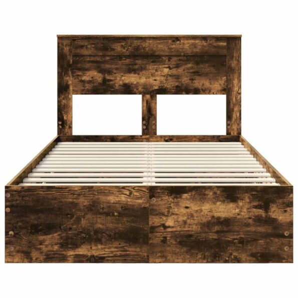 vidaXL Rám postele Dymová dub 135 x 190 cm Inžinierske drevo – Obrázok 8
