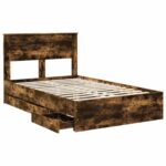 vidaXL Rám postele Dymová dub 120 x 190 cm Inžinierske drevo – Obrázok 5