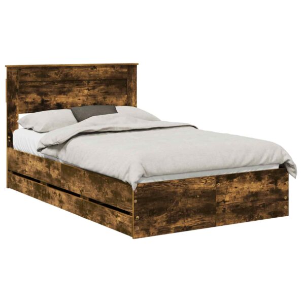 vidaXL Rám postele Dymová dub 120 x 200 cm Inžinierske drevo – Obrázok 2