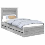 vidaXL Rám postele Sivý Sonoma 100 x 200 cm Inžinierske drevo – Obrázok 2