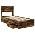 vidaXL Rám postele Dymová dub 75 x 190 cm Inžinierske drevo – Obrázok 5