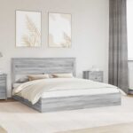 vidaXL Úložná posteľ Sivý Sonoma 180 x 200 cm Kompozitné drevo