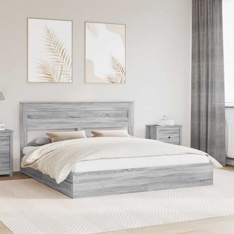 3409897_1.jpg vidaXL Úložná posteľ Sivý Sonoma 180 x 200 cm Kompozitné drevo – Obrázok 1
