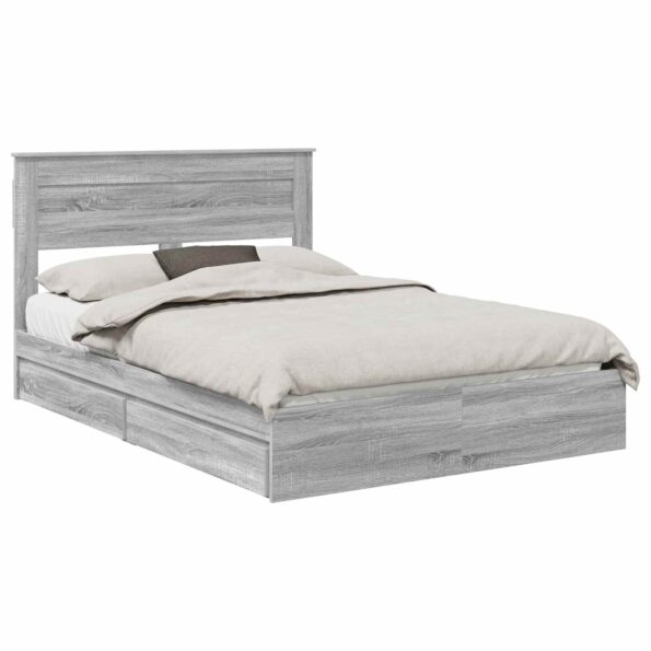 vidaXL Úložná posteľ Sivý Sonoma 160 x 200 cm Kompozitné drevo – Obrázok 2