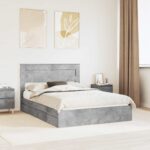 vidaXL Úložná posteľ Betónová šedá 150 x 200 cm Kompozitné drevo