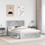 vidaXL Úložná posteľ Betónová šedá 150 x 200 cm Kompozitné drevo – Obrázok 3