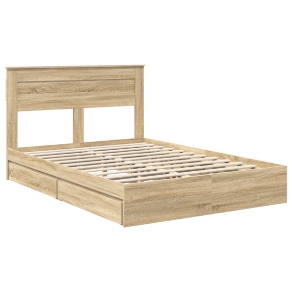 vidaXL Úložná posteľ Sonoma dub 140 x 190 cm Kompozitné drevo – Obrázok 4